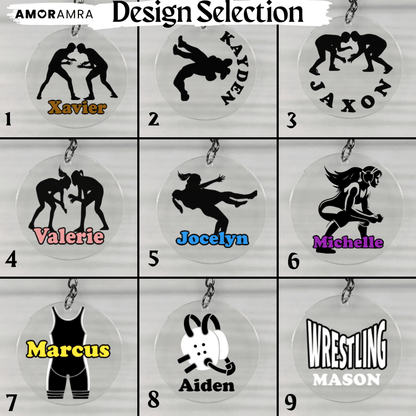 Personalized Wrestling Keychain