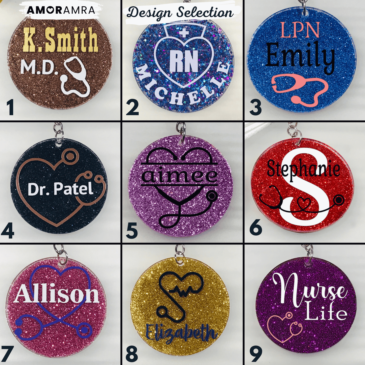 Glitter Nurse Keychain | Doctor Keychain
