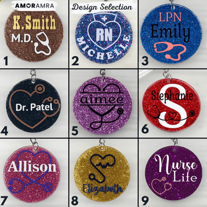 Glitter Nurse Keychain | Doctor Keychain