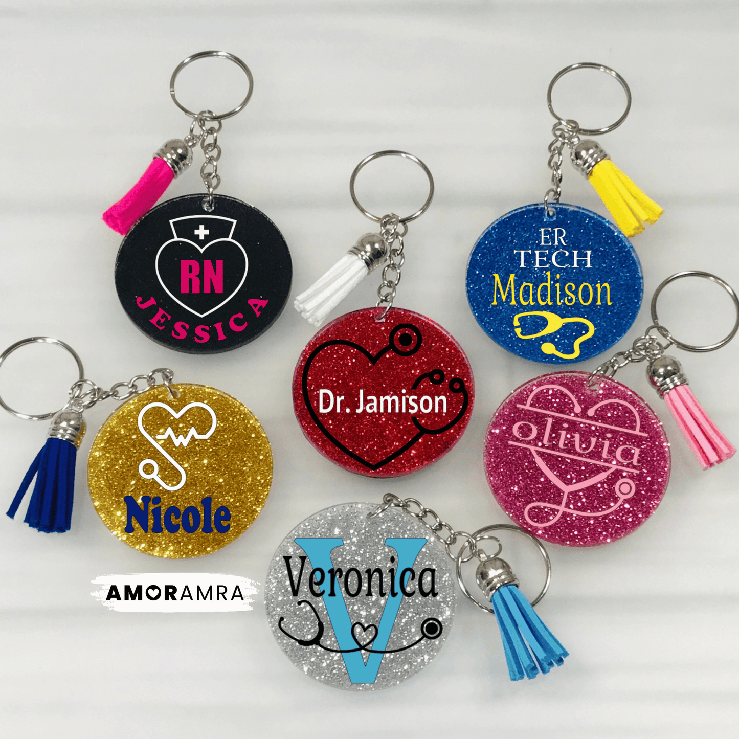 Glitter Nurse Keychain | Doctor Keychain