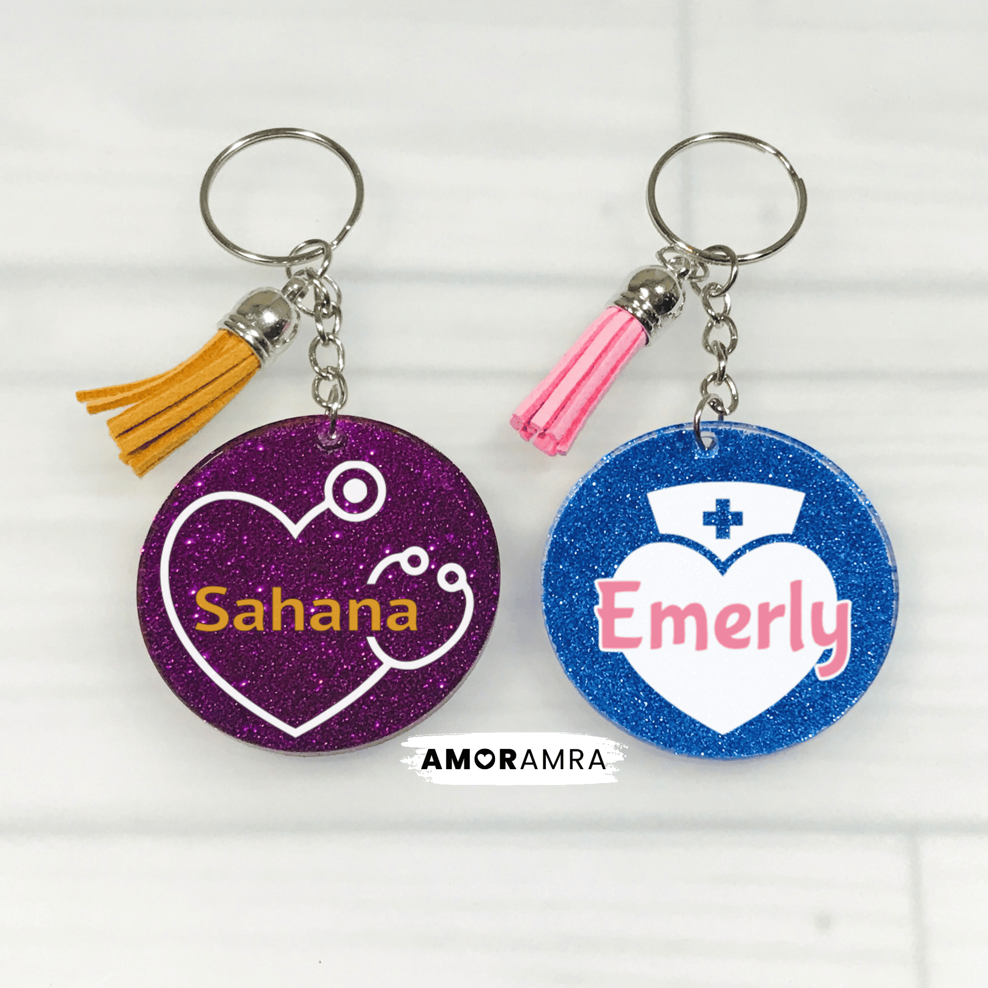 Glitter Nurse Keychain | Doctor Keychain - Amor Amra