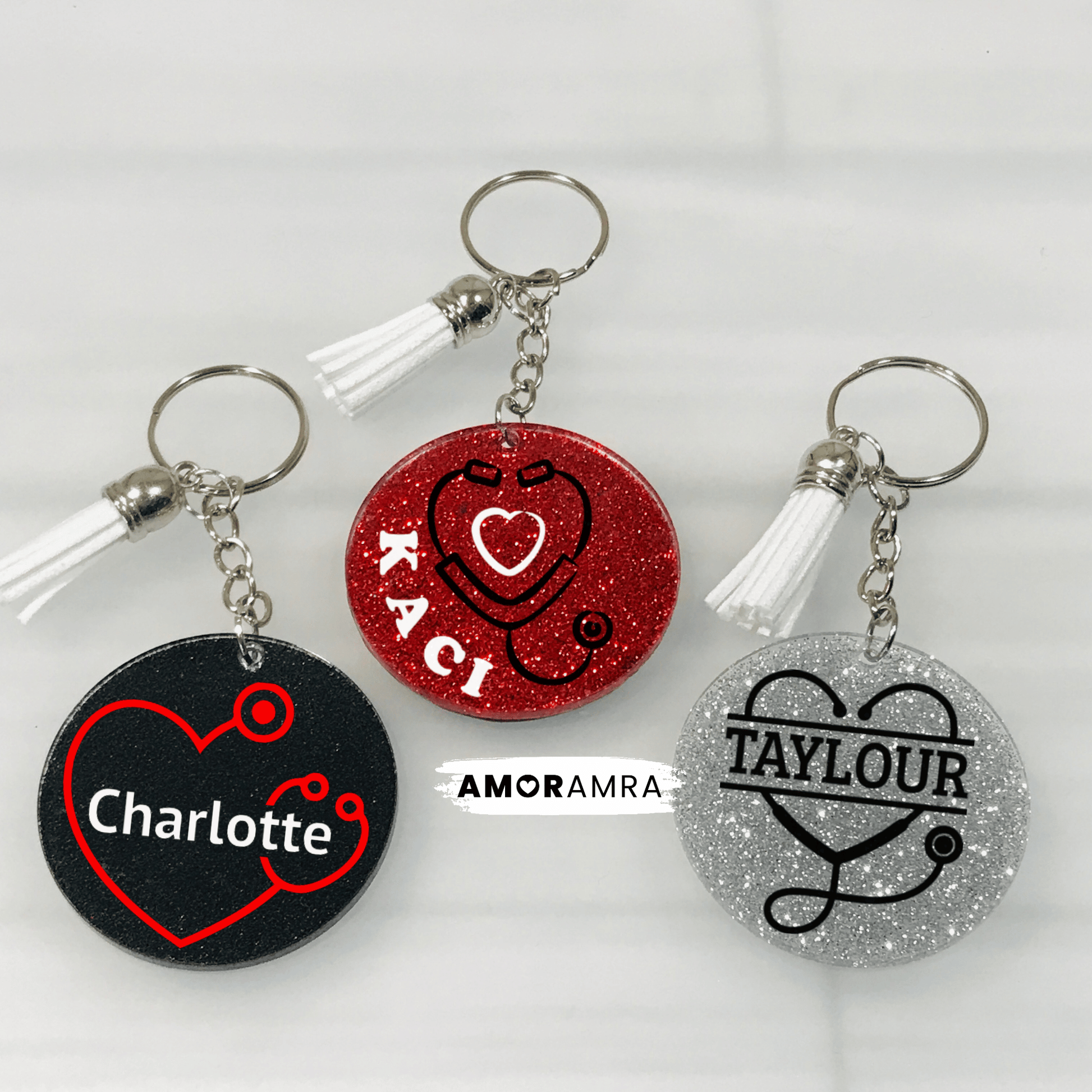 Glitter Nurse Keychain | Doctor Keychain - Amor Amra