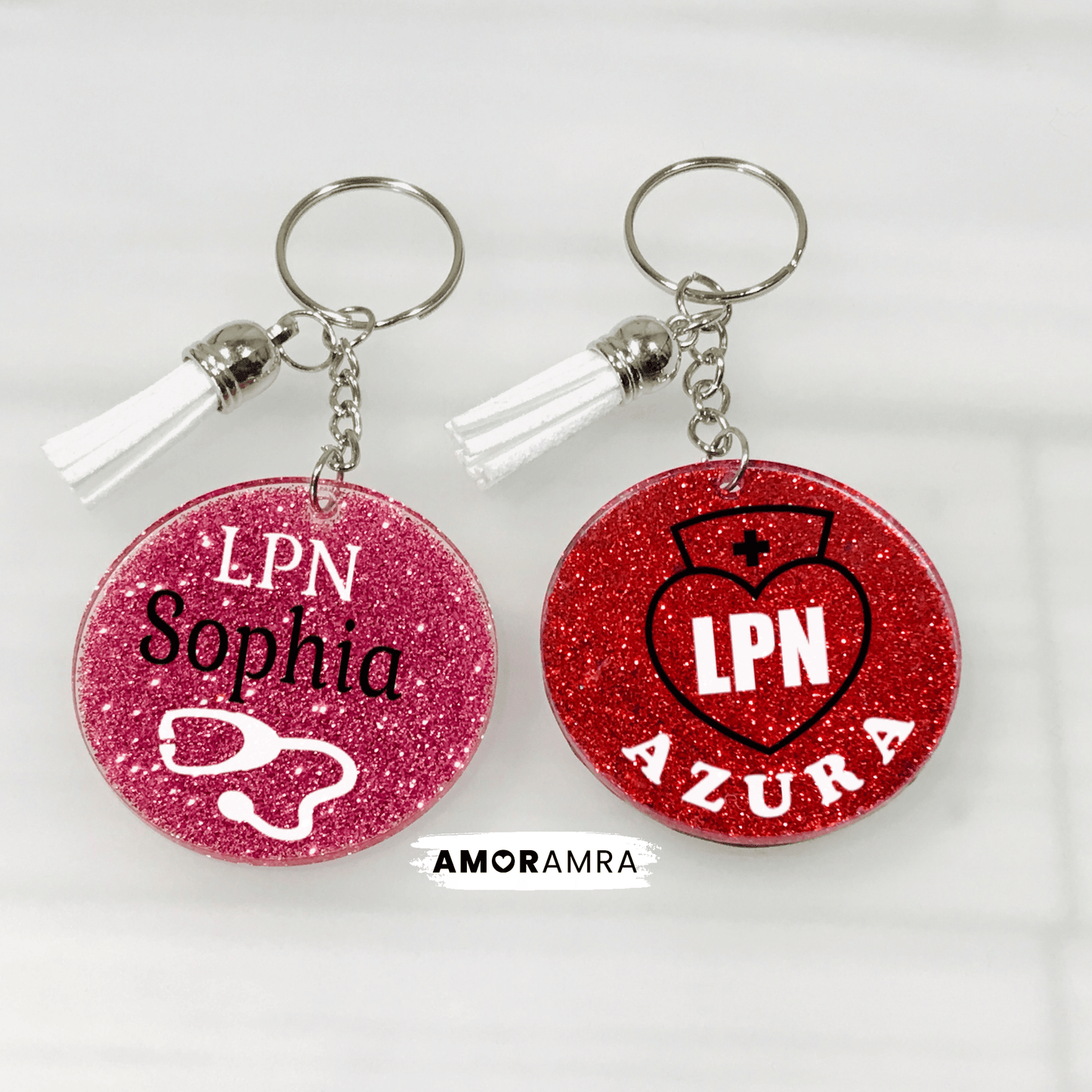 Glitter Nurse Keychain | Doctor Keychain - Amor Amra