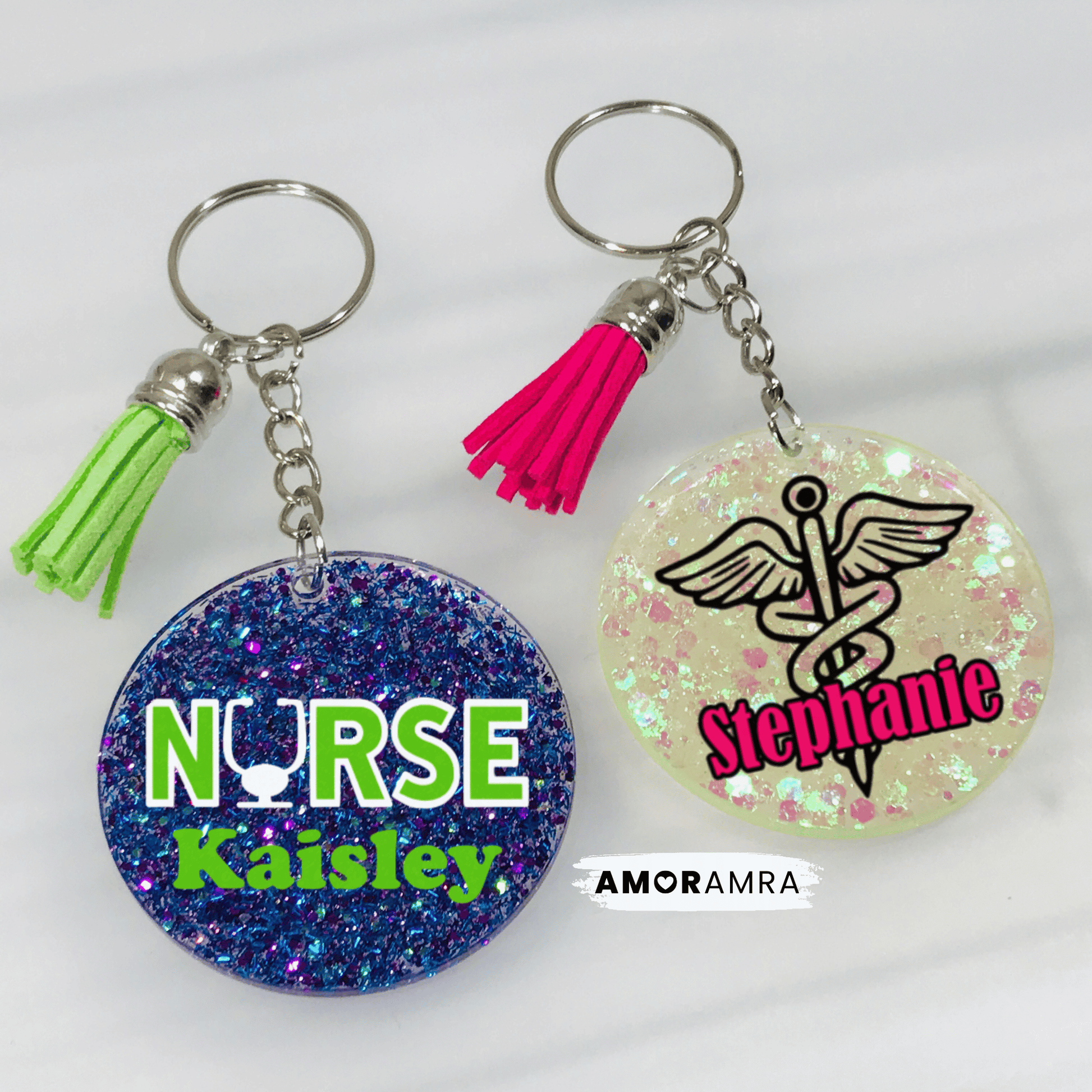 Glitter Nurse Keychain | Doctor Keychain - Amor Amra