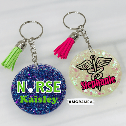 Glitter Nurse Keychain | Doctor Keychain - Amor Amra