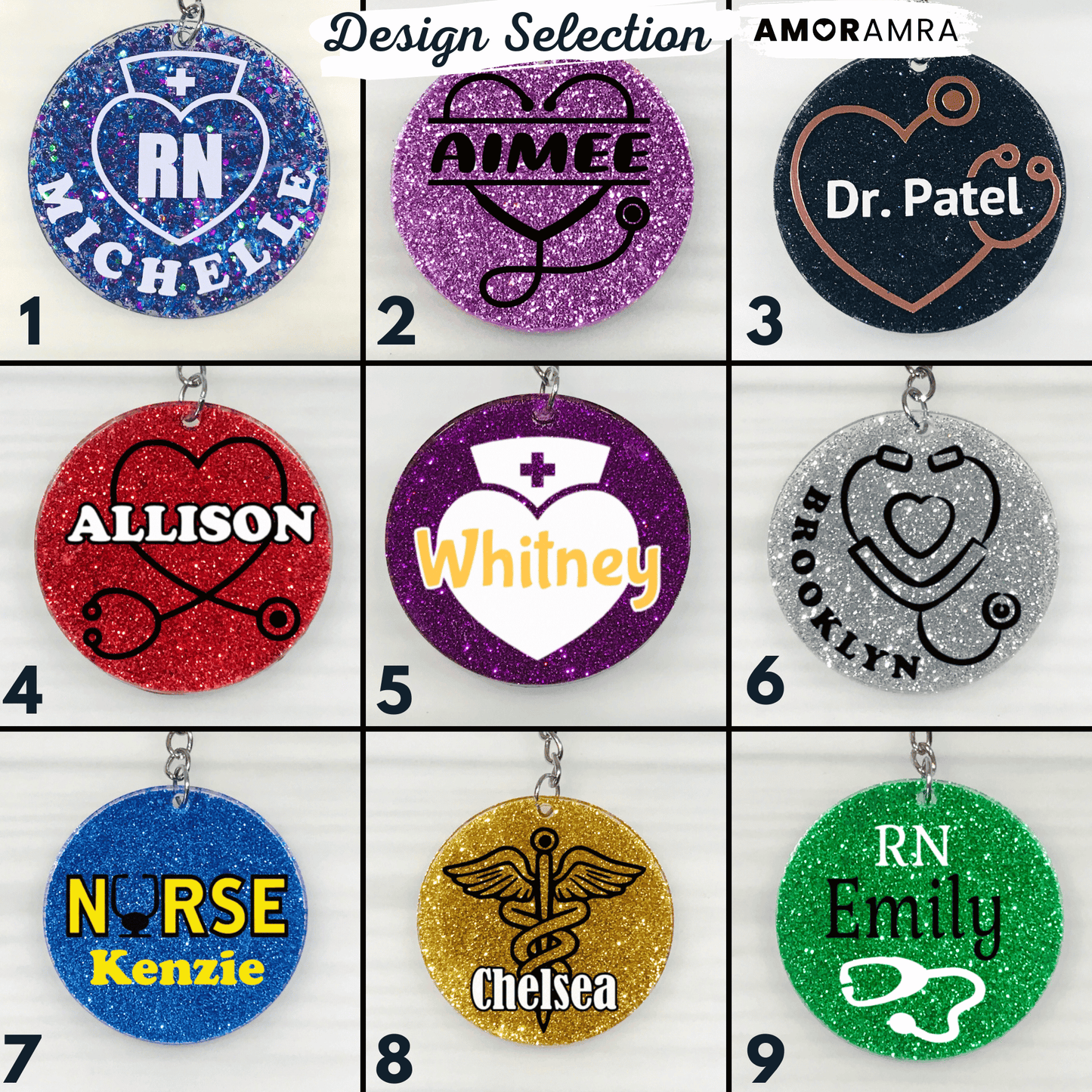 Glitter Nurse Keychain | Doctor Keychain - Amor Amra
