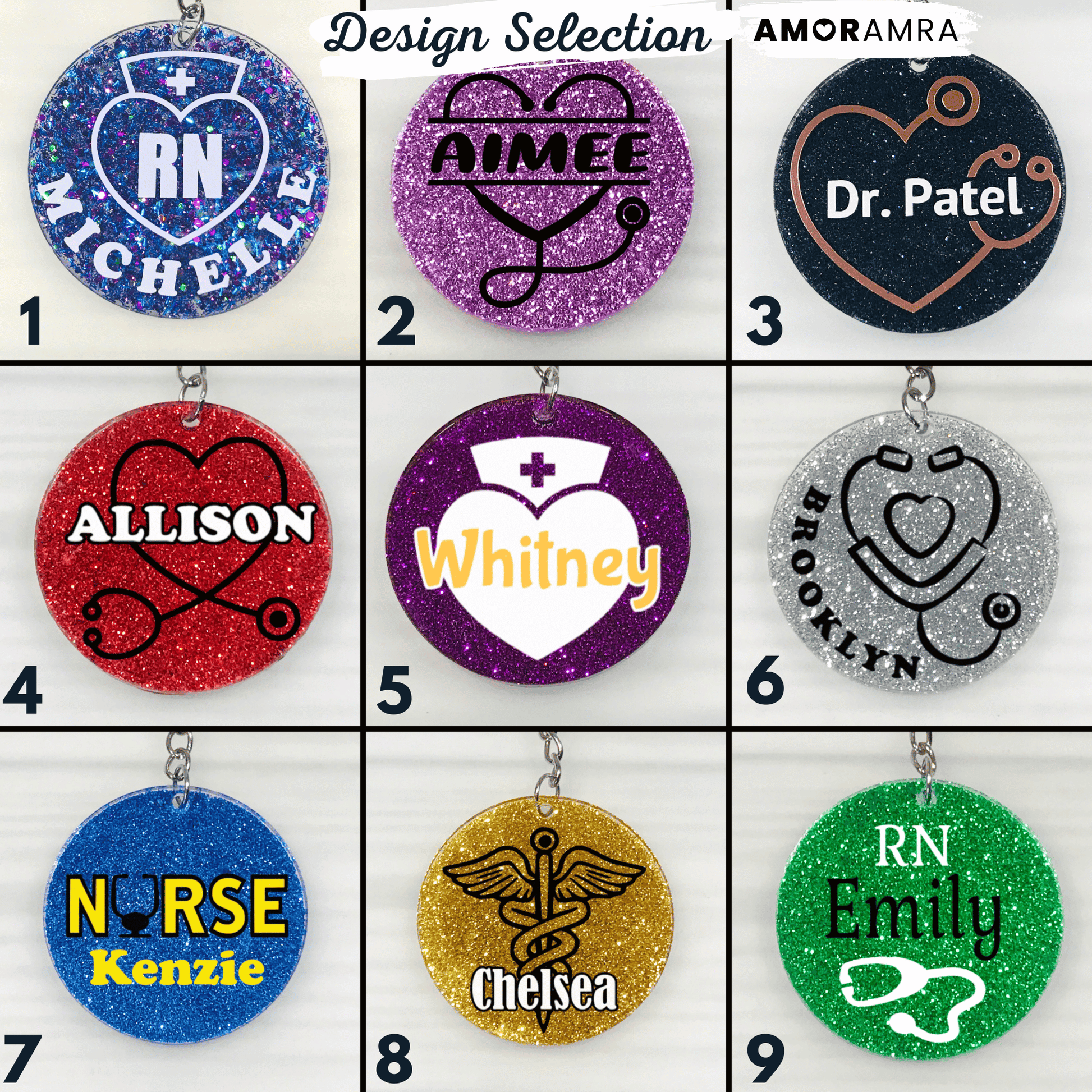 Glitter Nurse Keychain | Doctor Keychain - Amor Amra