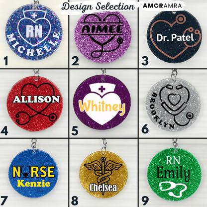 Glitter Nurse Keychain | Doctor Keychain - Amor Amra
