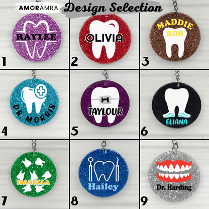 Glitter Dentist Keychain | Orthodontist Gift