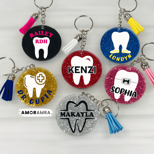 Glitter Dentist Keychain | Orthodontist Gift