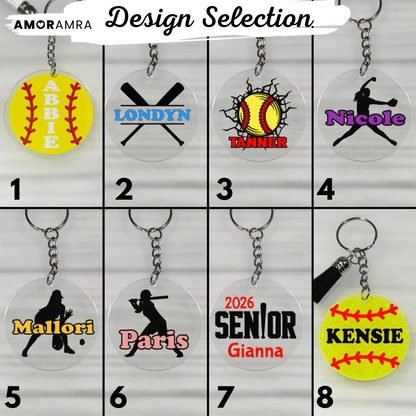 Personalized Softball Keychain