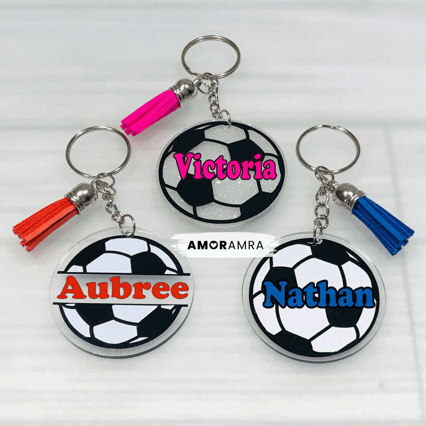Personalized Soccer Keychain | Fútbol Bag Tag - Amor Amra