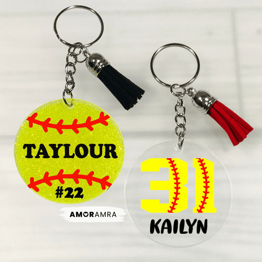 Personalized Softball Keychain