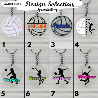 Personalized Volleyball Keychain