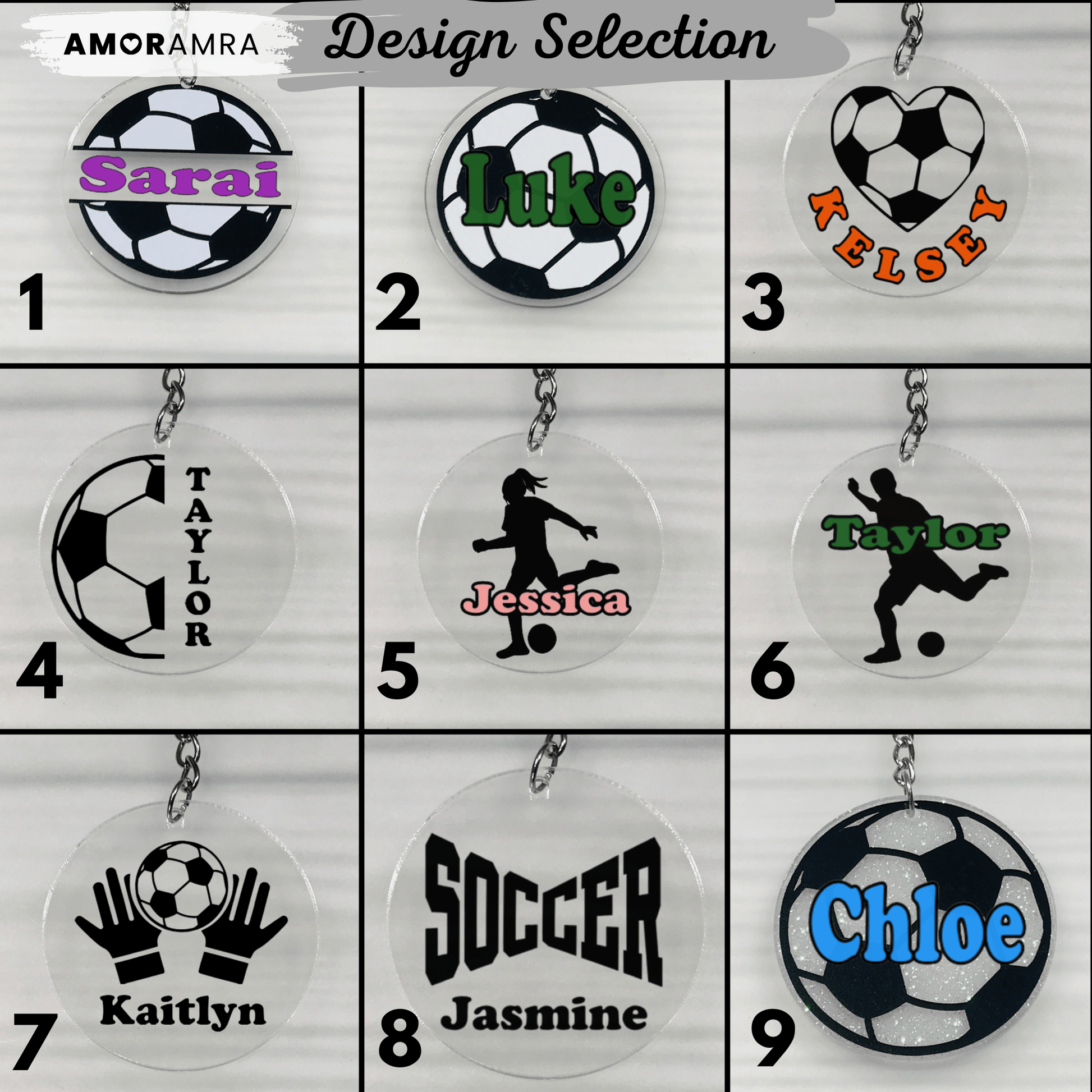 Personalized Soccer Keychain | Fútbol Bag Tag - Amor Amra