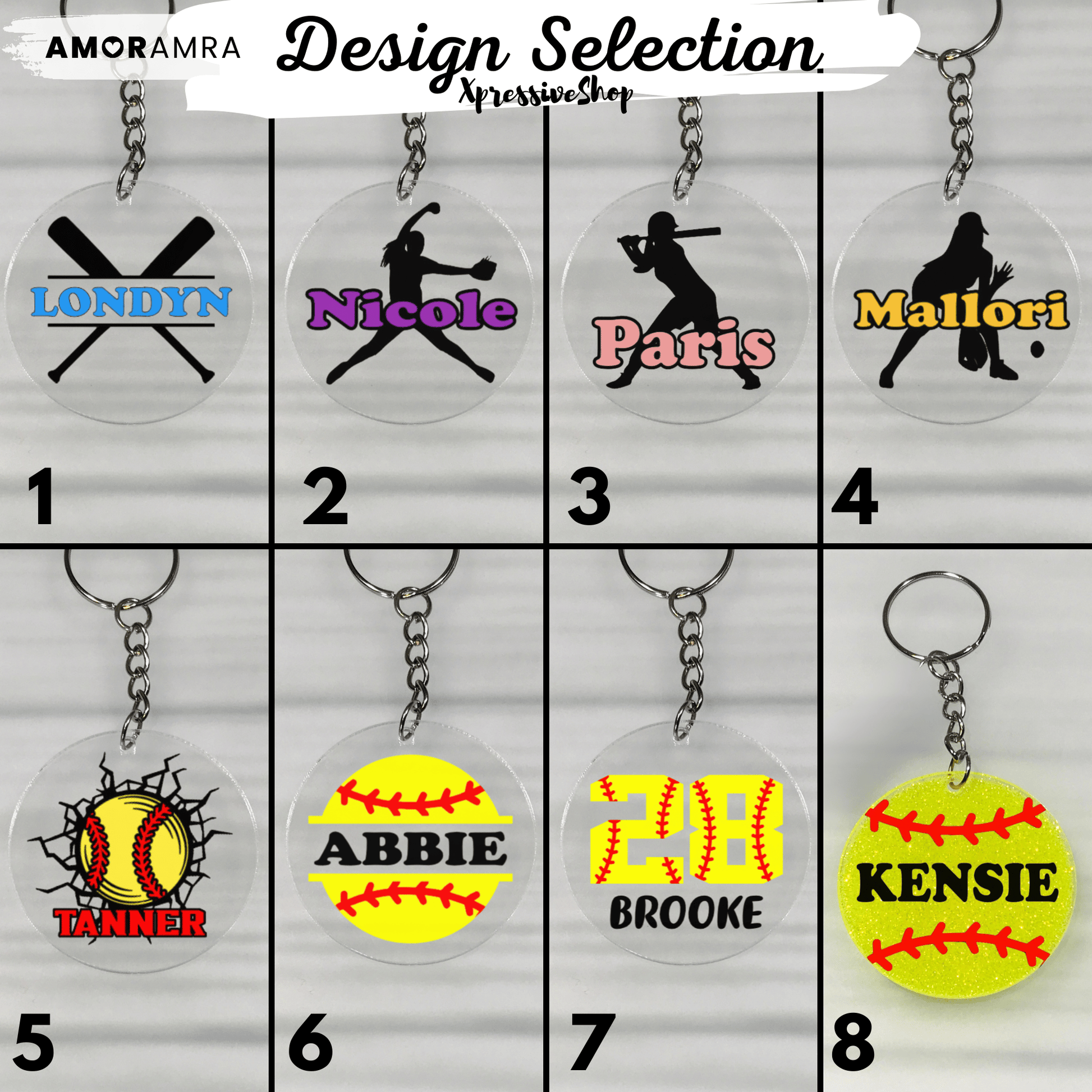 Personalized Softball Keychain - Amor Amra