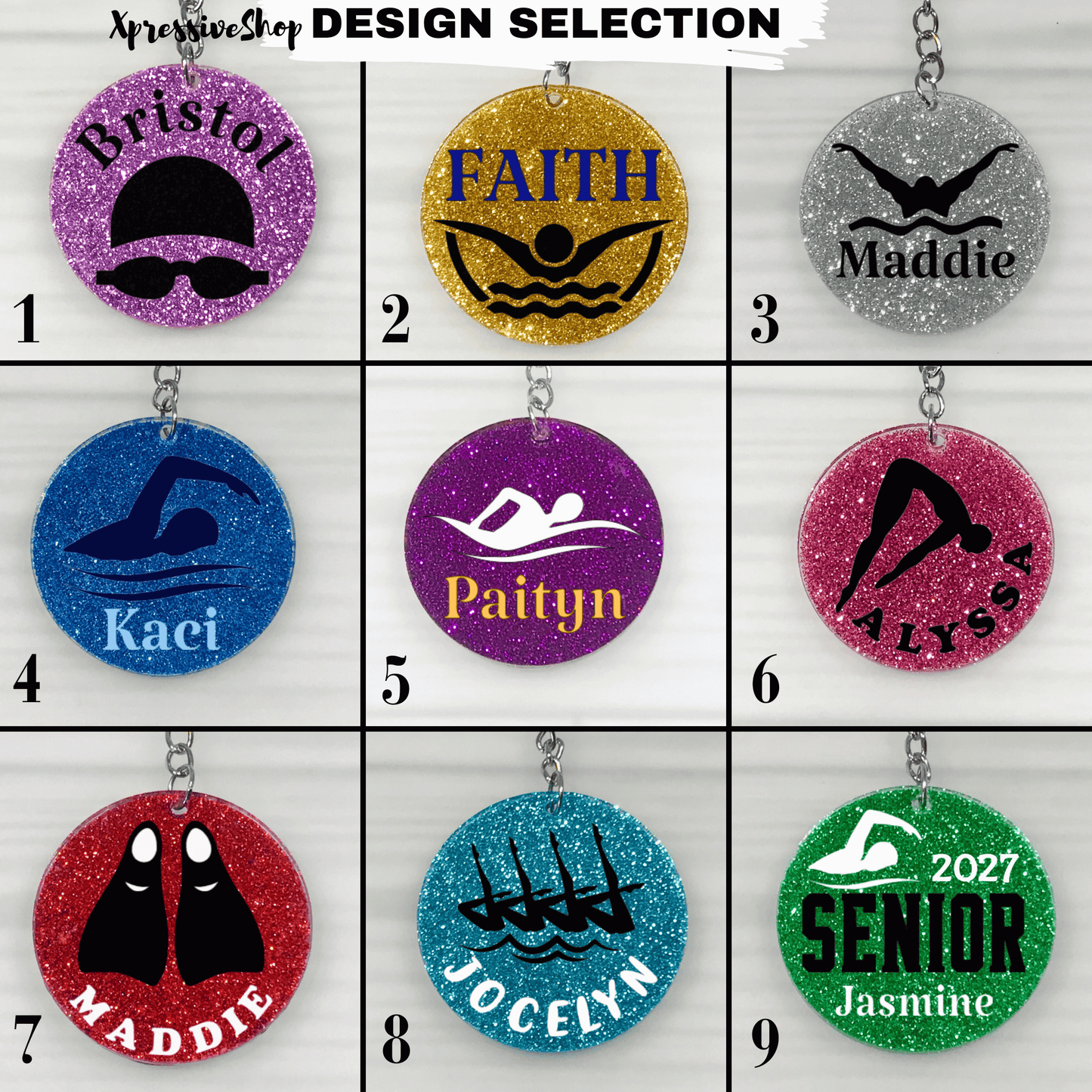 Personalized Swim Keychain | Artistic Swim Keychain - Amor Amra