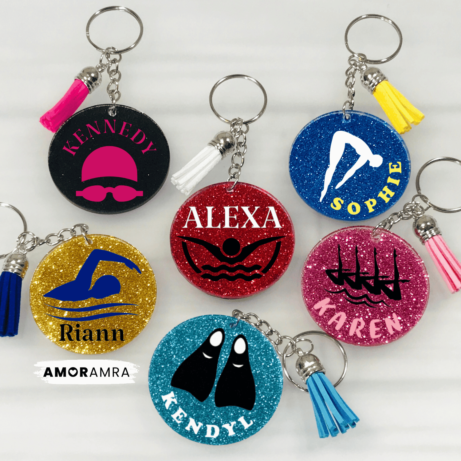 Personalized Swim Keychain | Artistic Swim Keychain - Amor Amra