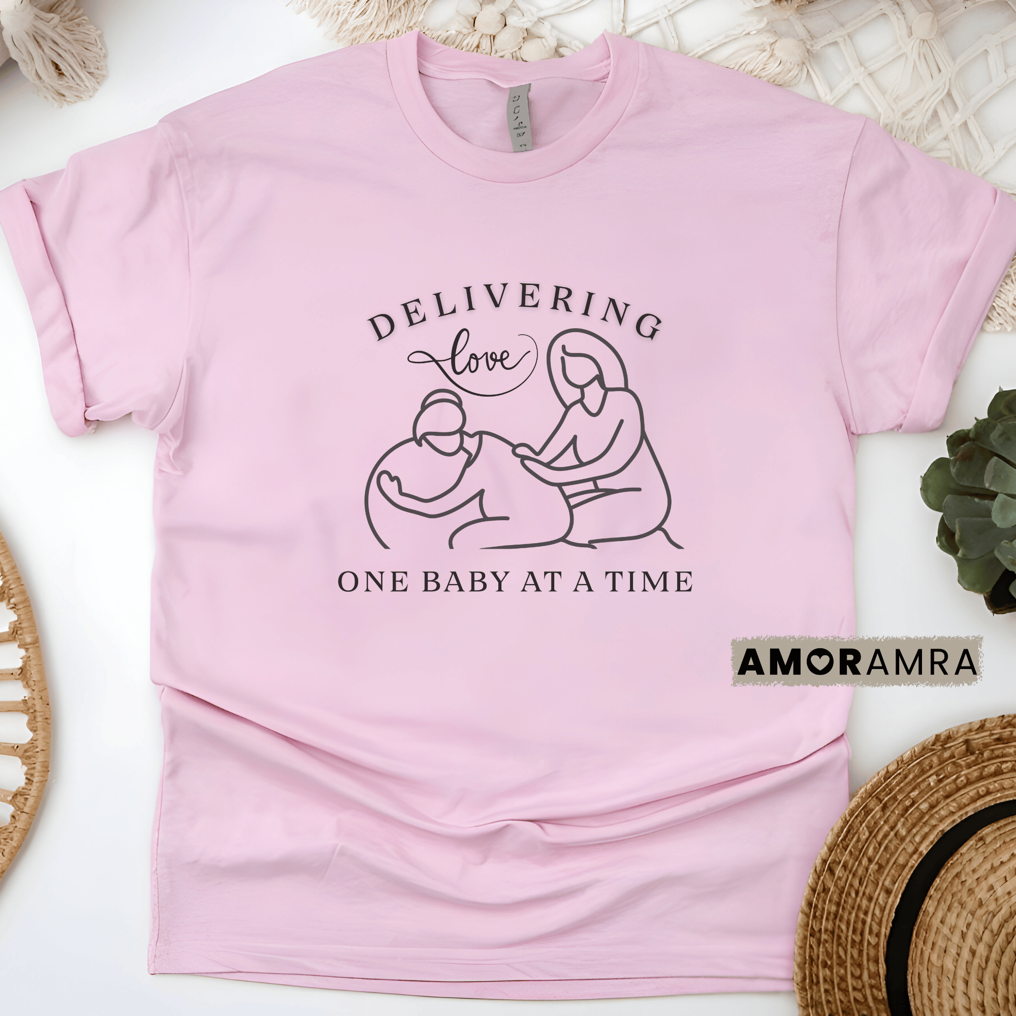 Delivering Love One Baby at a Time T-Shirt | Doula | Midwife shirt