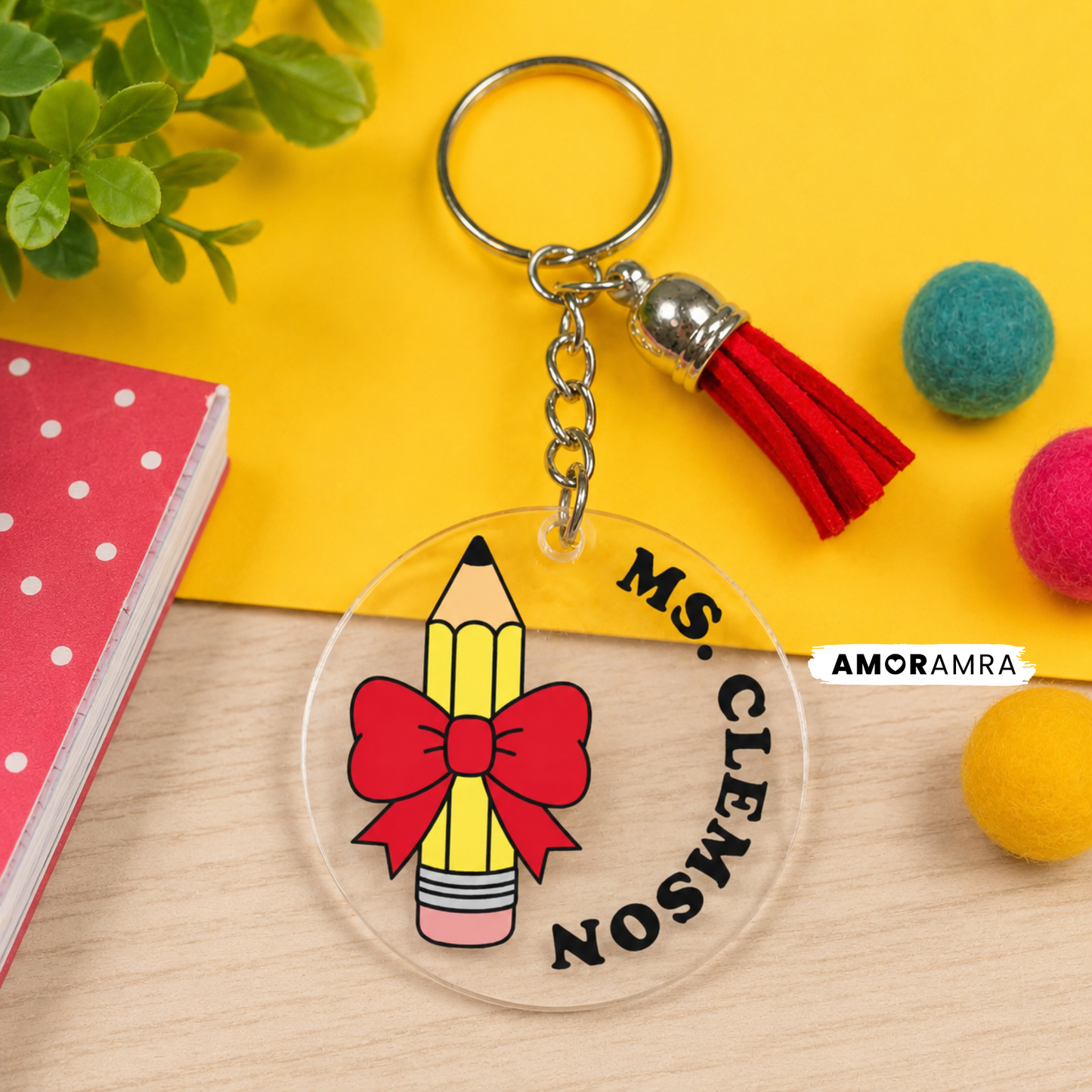 Personalized Apple Keychain: Teacher Appreciation