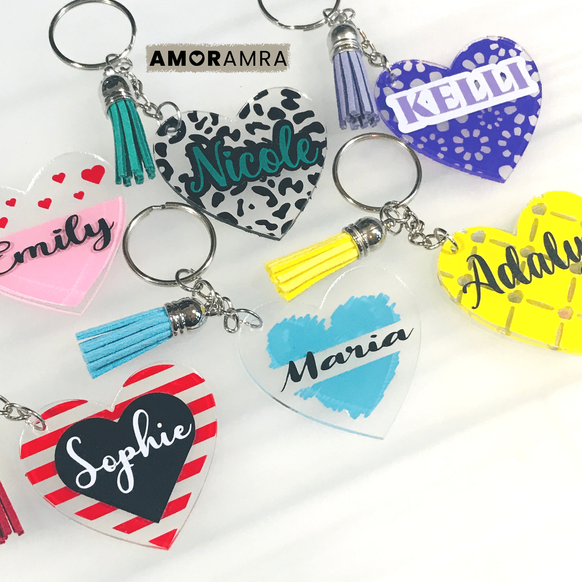 Personalized Heart Keychain - Amor Amra