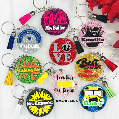 Glitter Teacher Keychain | Teacher Appreciation Gift - Amor Amra