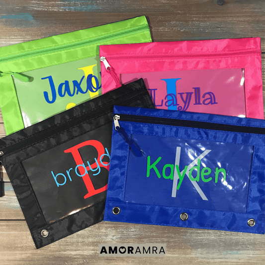 Personalized Name Pencil Pouch | Crayon Bag - Amor Amra