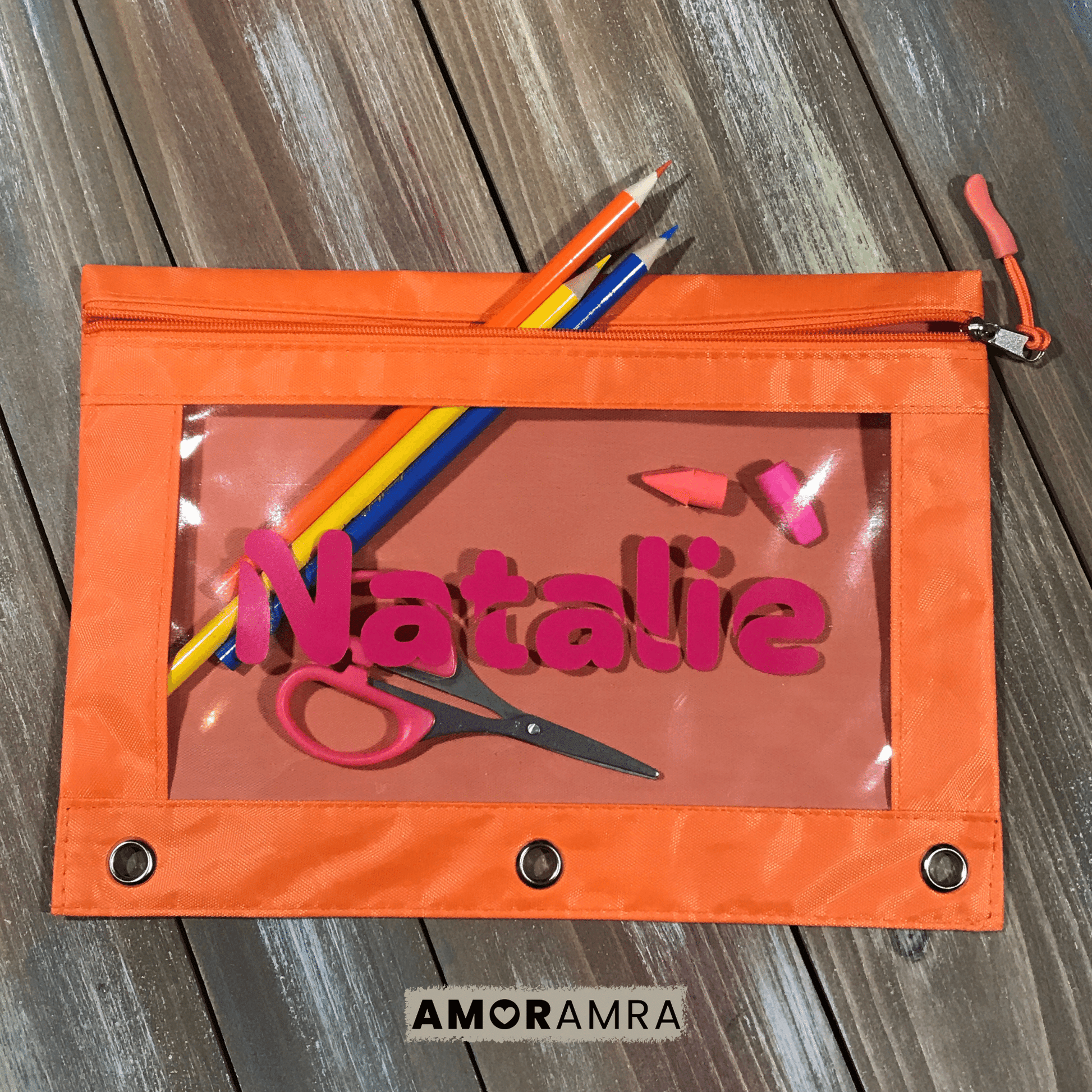 Personalized Name Pencil Pouch | Crayon Bag - Amor Amra