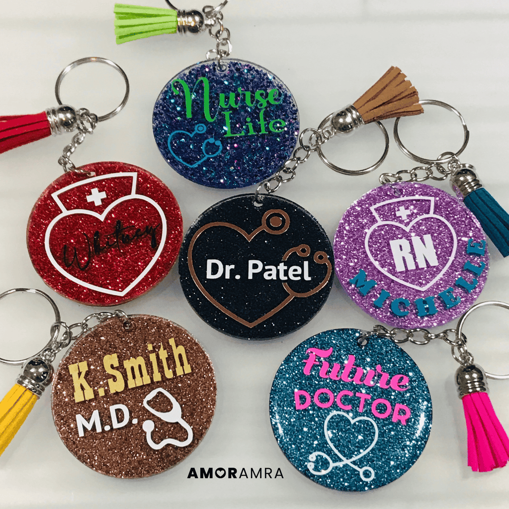 Keychain Doctor Design Glitter Doctor Keychain | Nurse Keychain – Amor Amra