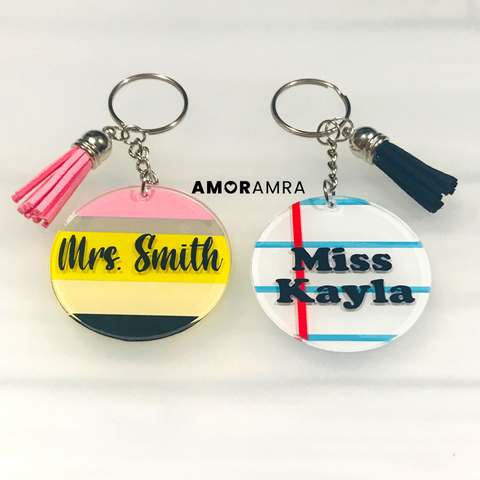 Personalized Teacher Pencil Keychain - Composition Keychain - Amor Amra