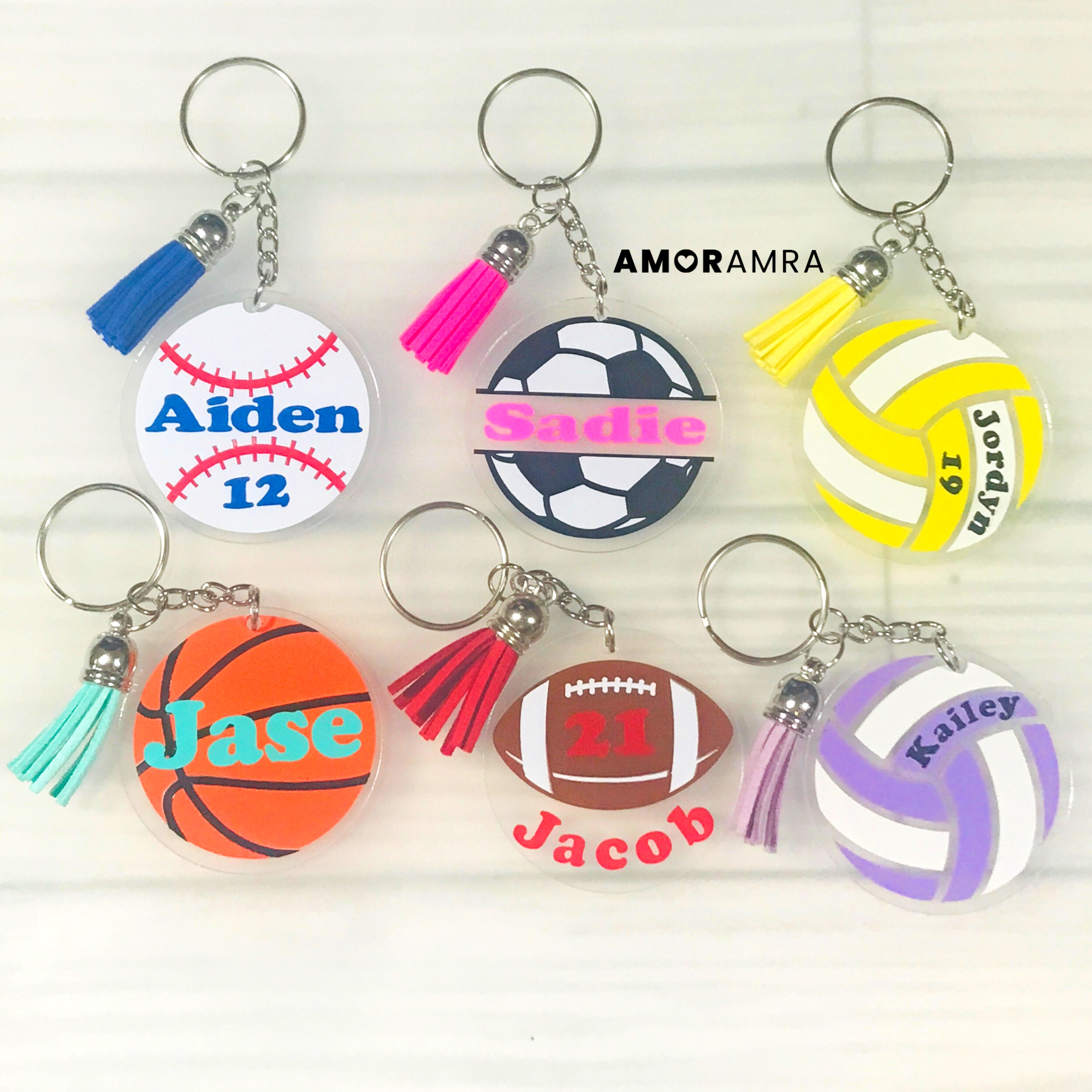 Personalized Sport Keychains | Basketball - Volleyball Keychain - Amor Amra