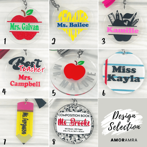 Personalized Teacher Acrylic Keychain | Teacher Appreciation Gift - Amor Amra