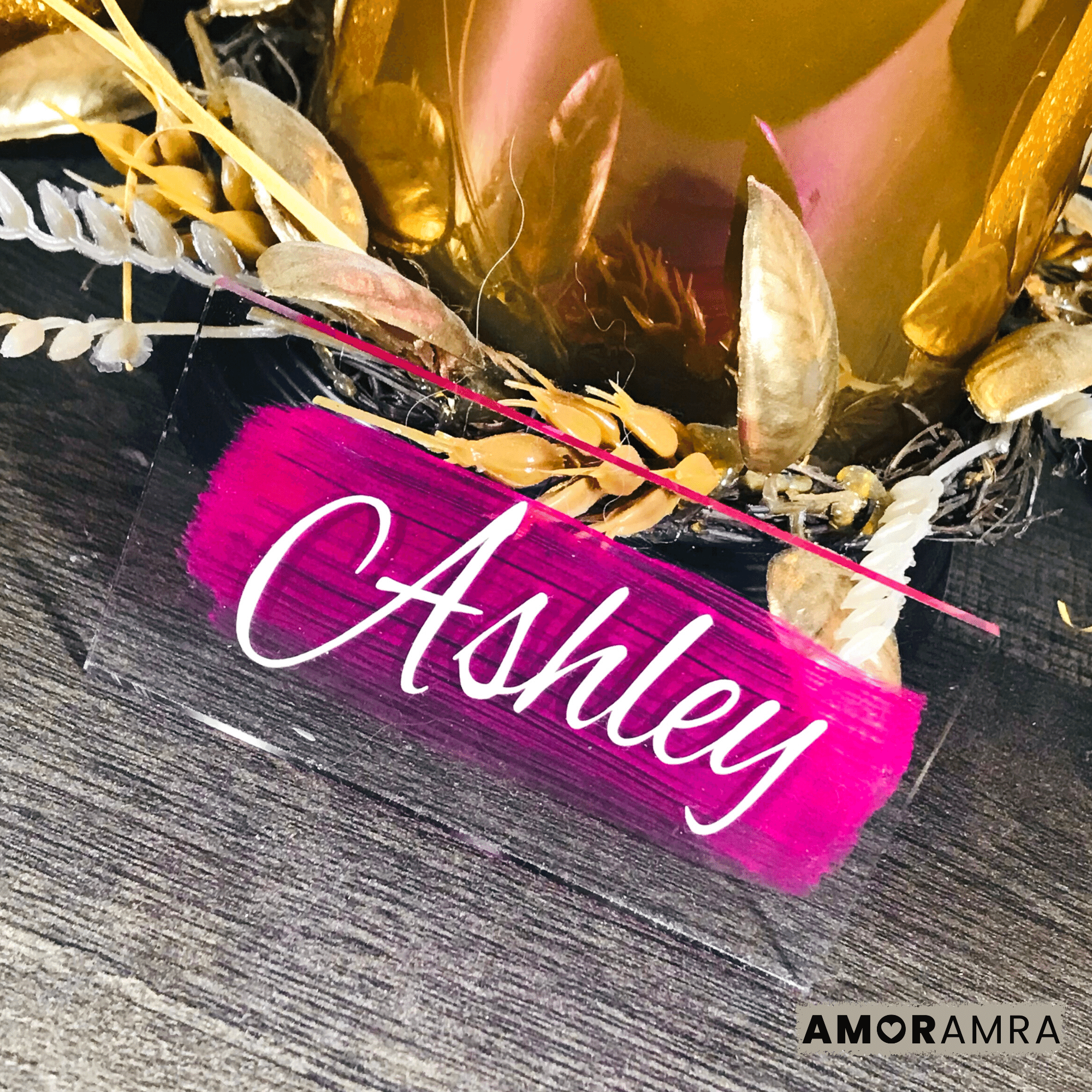 Personalized Acrylic Place Cards - Rectangle - Amor Amra