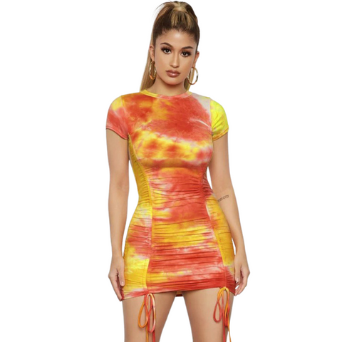 Tie Dye Dress - Orange/Yellow - Amor Amra