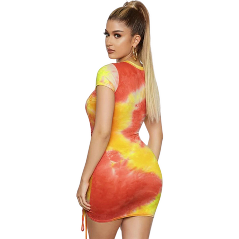 Tie Dye Dress - Orange/Yellow - Amor Amra