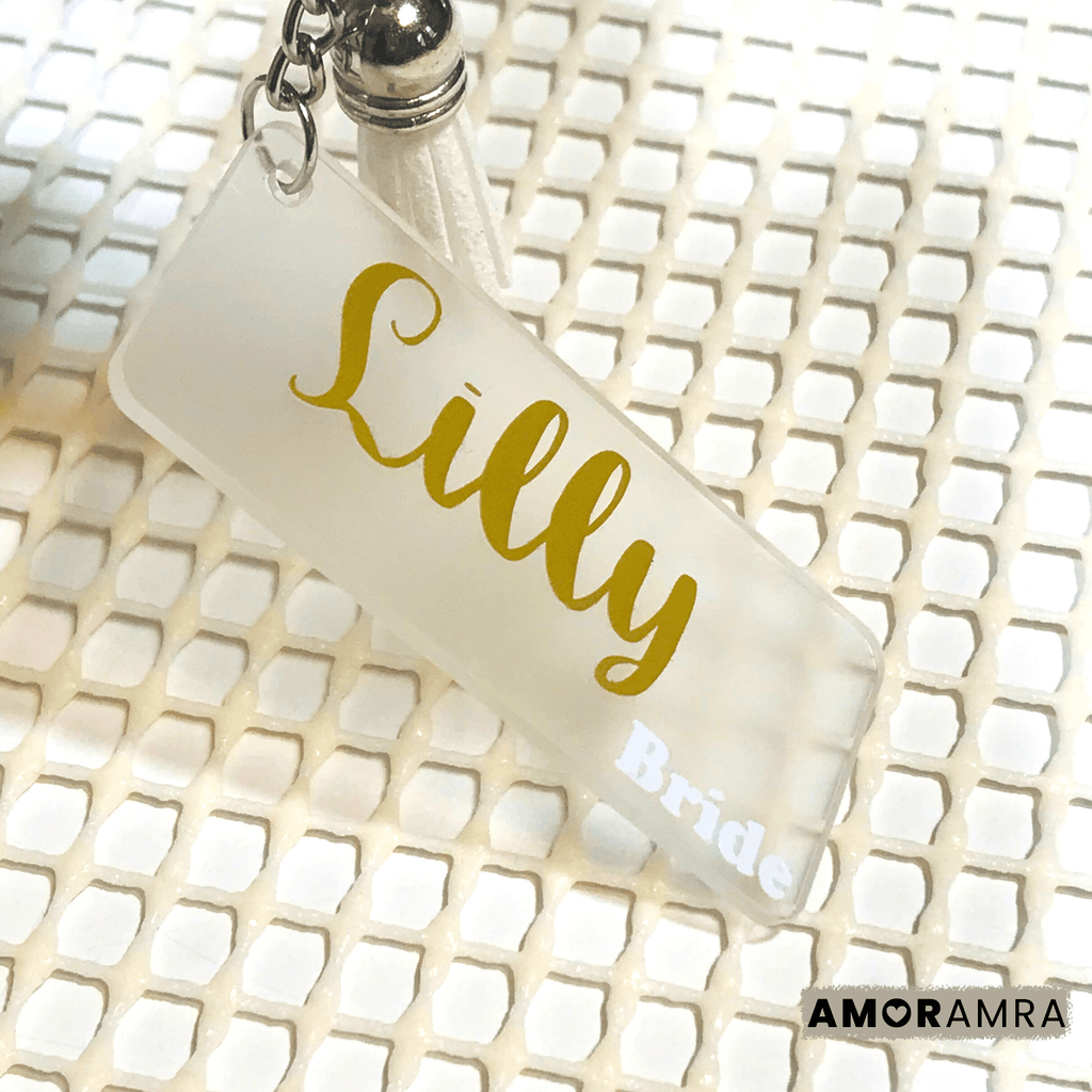 My Bold Studio Personalized Round Acrylic Keychain | Custom Name for Her | Bridesmaids Best Friends Maid of Honor Gifts | Gold Silver | Stocking Stuffer