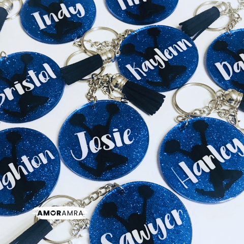 Glitter Cheerleader Keychain - Cheer Gift - Amor Amra