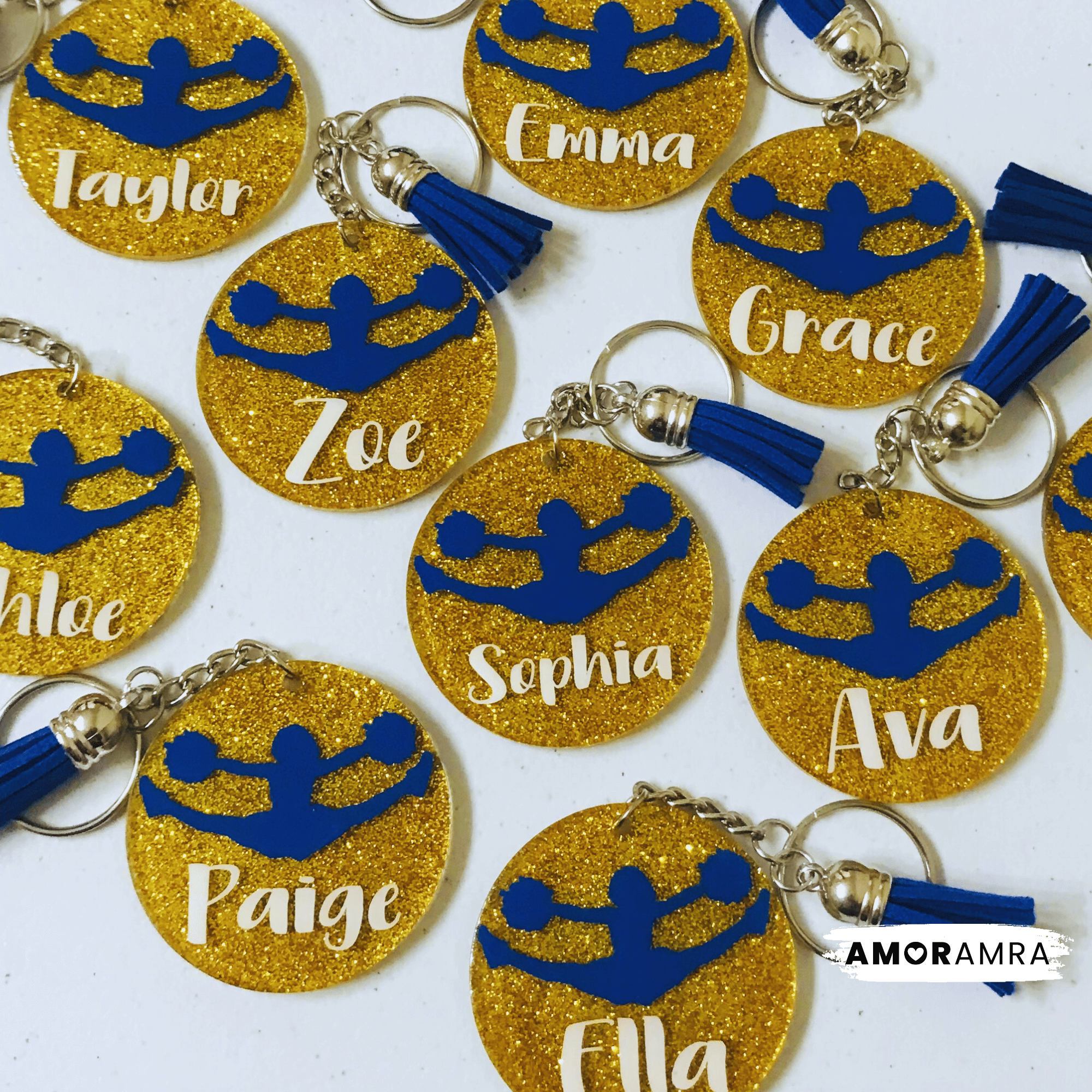 Glitter Cheerleader Keychain - Cheer Gift - Amor Amra