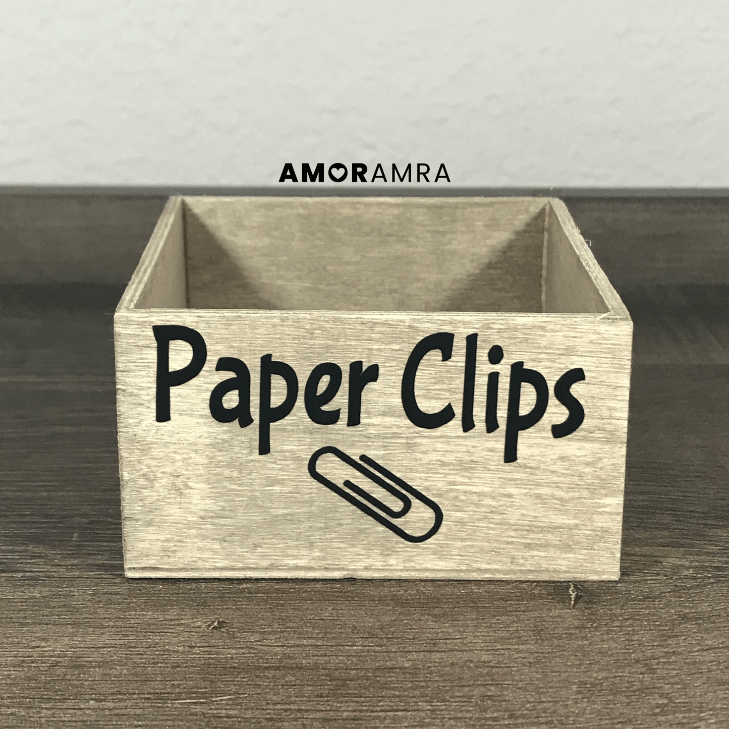 Personalized Wood Paperclip Holder | Desk Organizer - Amor Amra