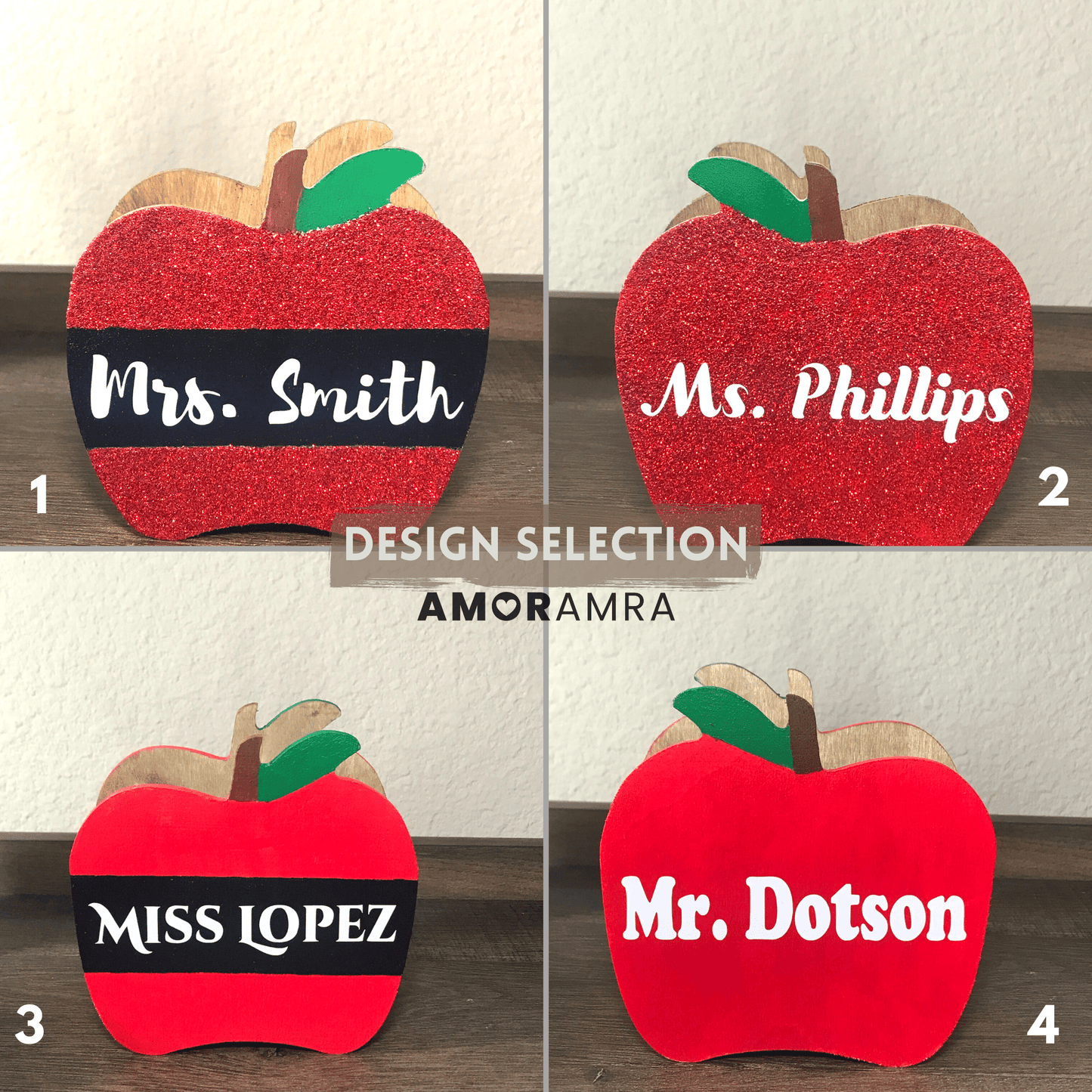 Personalized Apple Name Pen Holder | Desk Organizer - Amor Amra