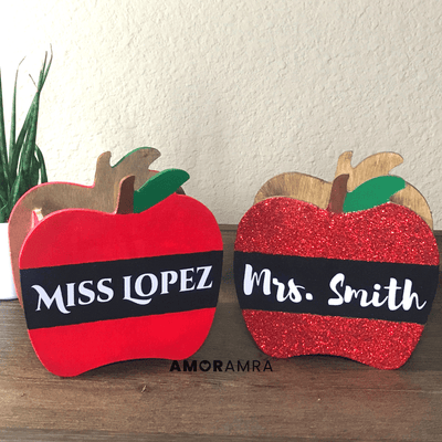 Personalized Apple Name Pen Holder | Desk Organizer - Amor Amra