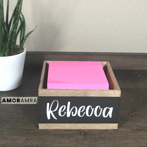 Personalized Wood Paperclip Holder | Desk Organizer - Amor Amra