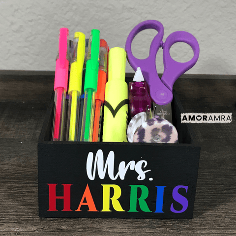 Personalized Black Paperclip Holder | Sticky Note Holder - Amor Amra