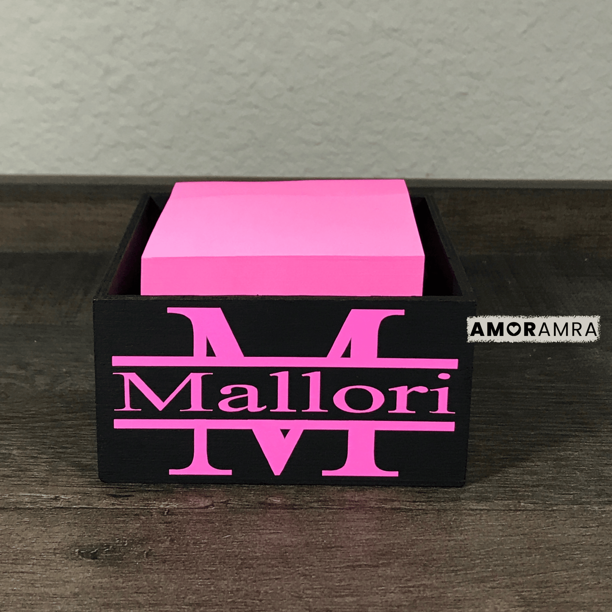 Personalized Black Paperclip Holder | Sticky Note Holder - Amor Amra