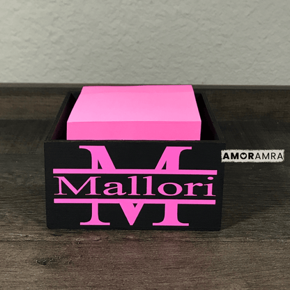 Personalized Black Paperclip Holder | Sticky Note Holder - Amor Amra
