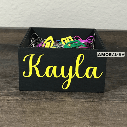 Personalized Black Paperclip Holder | Sticky Note Holder - Amor Amra